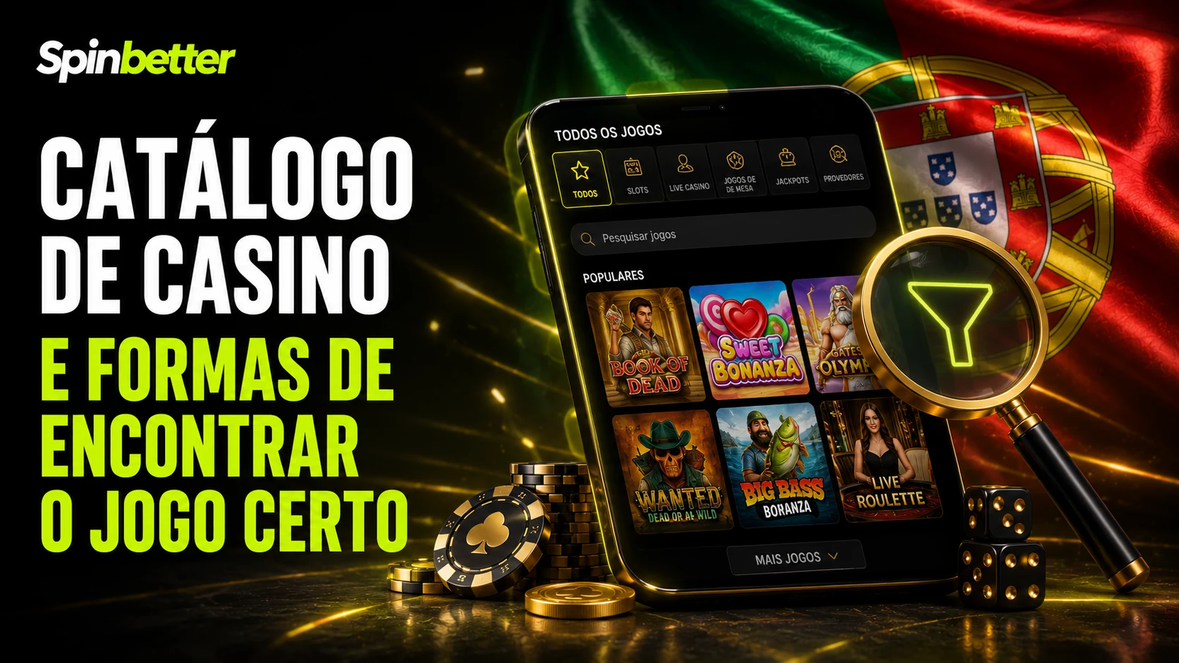 catálogo do casino SpinBetter: slots, live casino e crash games